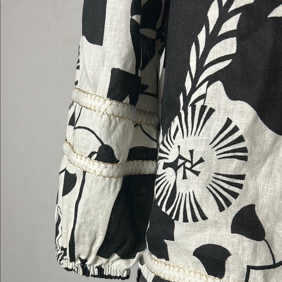 Nicole Miller Women’s Crop  Top Blouse 100% Linen 3/4 Sleeves Size Medium NWT - Picture 9 of 10